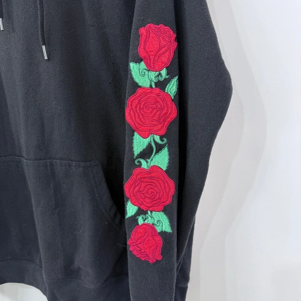 Eighty Eight Hoodie Sweatshirt‎ Boys Large Embroidered Skull Roses Goth Grunge